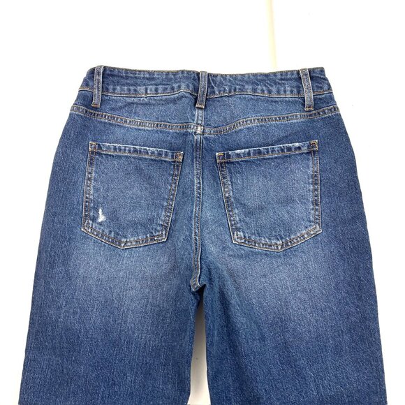 Time And tru Mid Rise Raw Hem Distressed Cuffed Boyfriend Women size 6 Blue jean - Picture 4 of 4